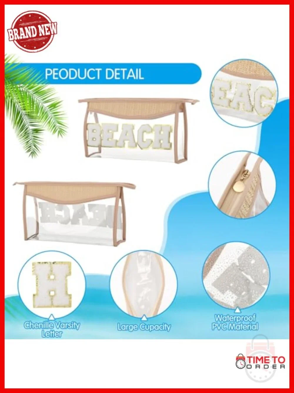 4pc Beach Gift Set: Tote Bag, Sun Hat, Makeup Bag, Handheld Fan Summer Travel